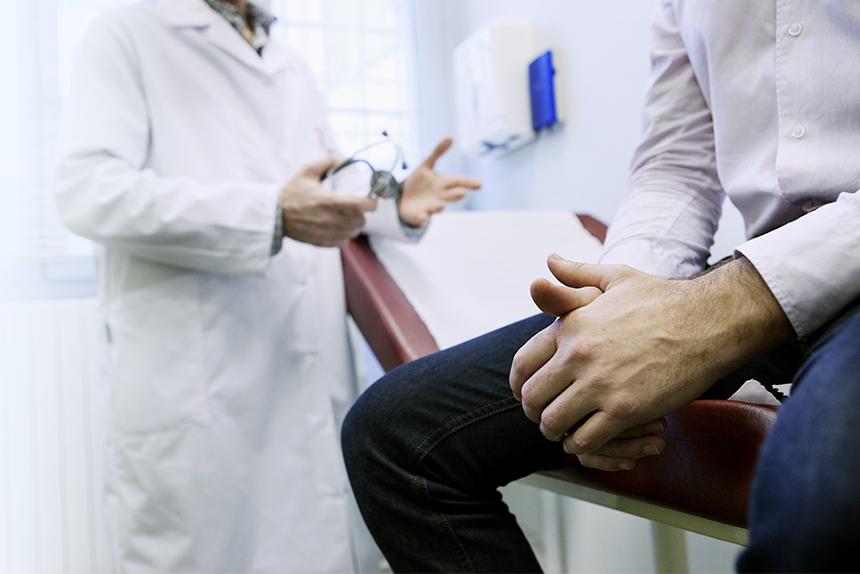 Provider discussing prostate cancer screening options with a patient.
