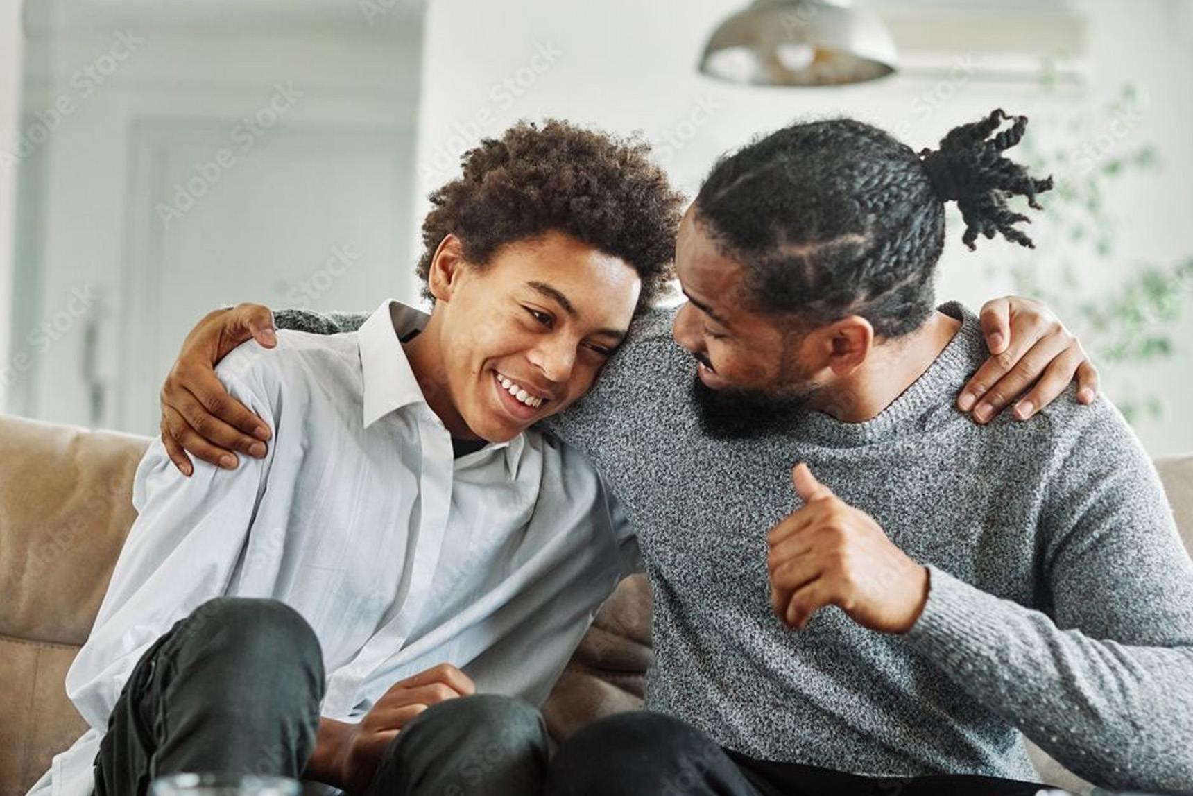 Father and son talking