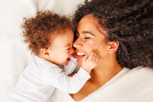 A healthy mom with her baby