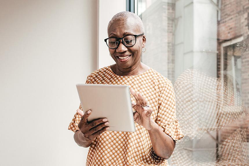 Woman reviewing information about cancer