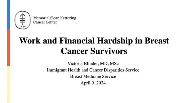 Work and Financial Hardship in Breast Cancer Survivors slide deck cover.
