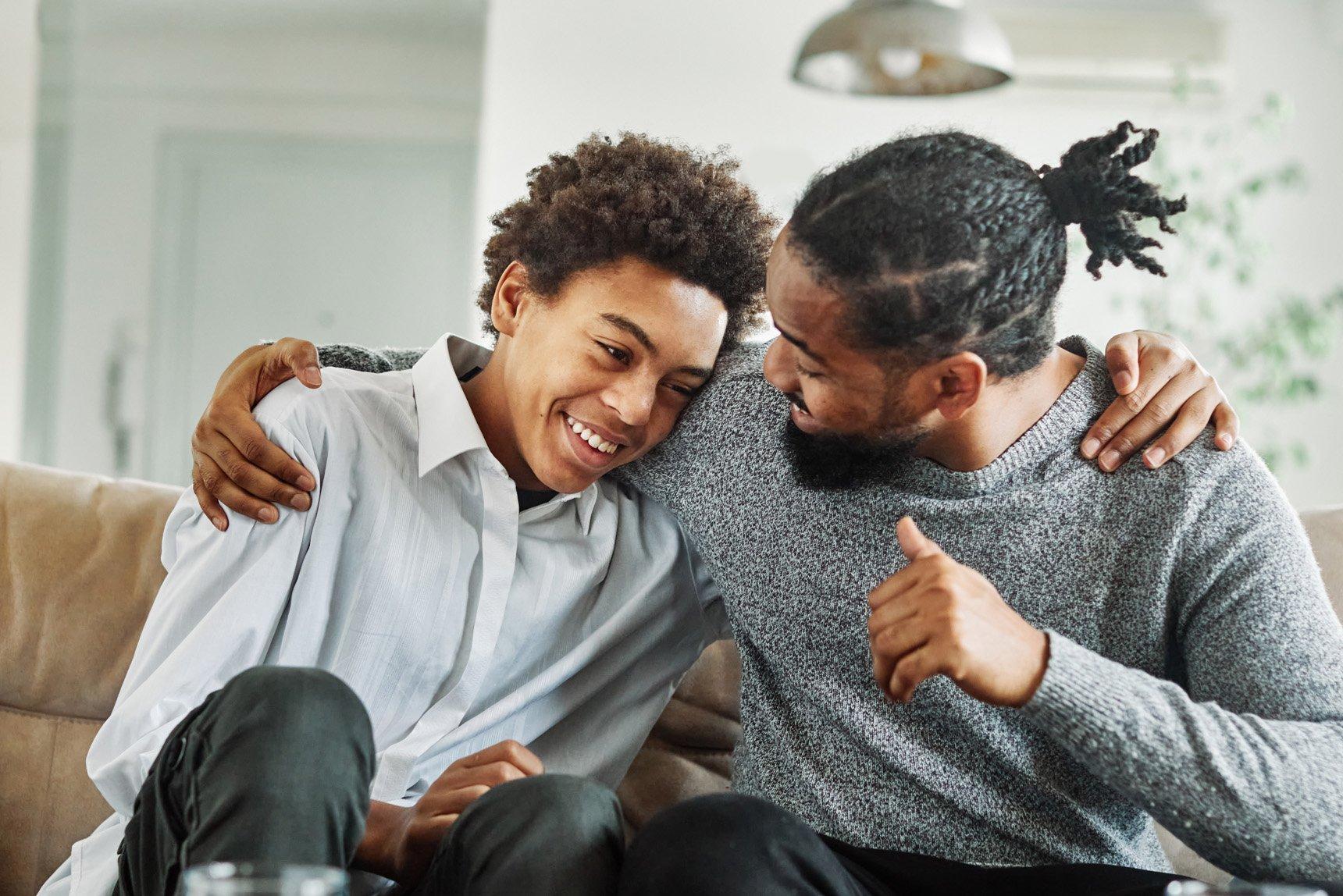 Father and son talking