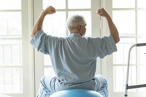 Man exercising as part of a cancer treatment program.