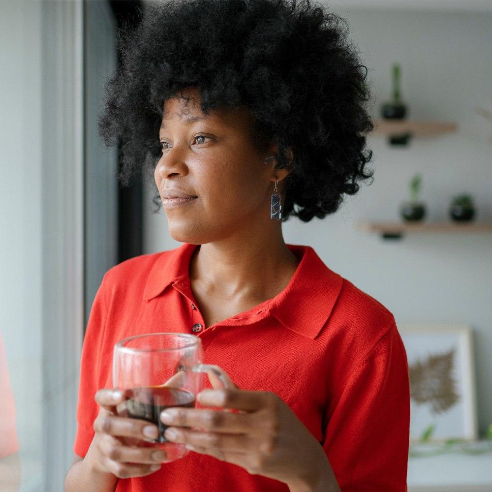 Woman drinking coffee