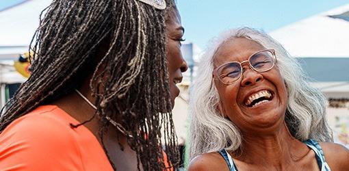 Women laughing.