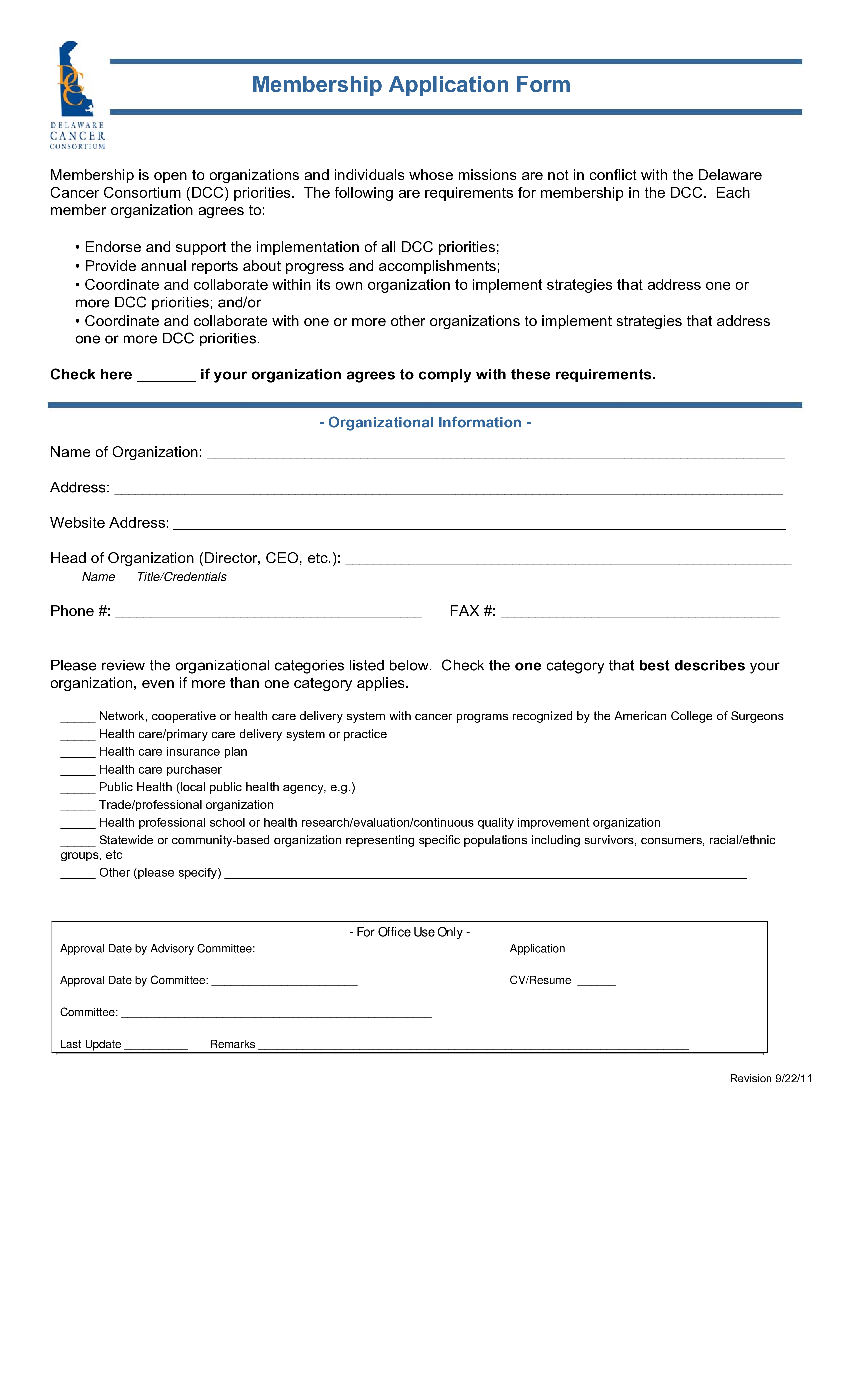 DCC Membership Application