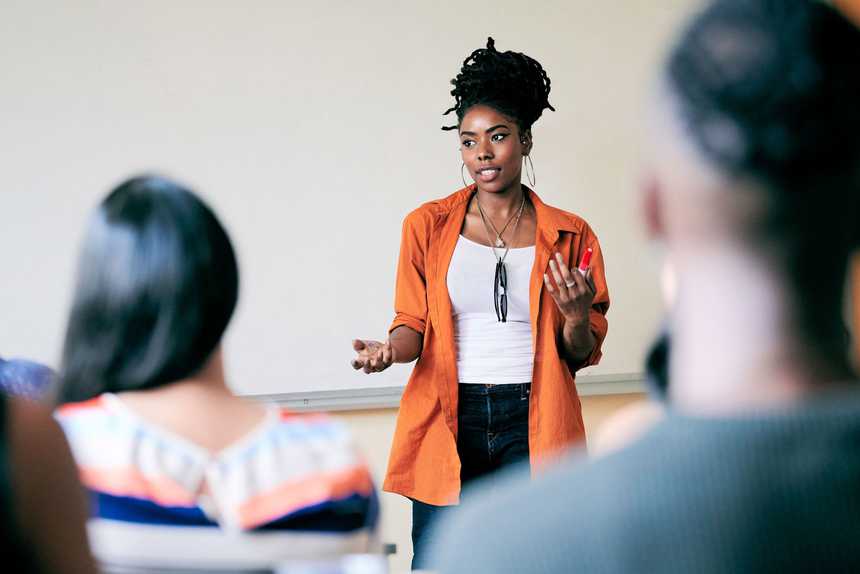 Teacher standing in front of a class